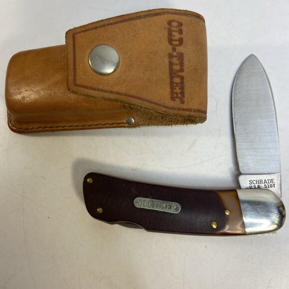 Schrade USA 51OT Old Timer Pocket Lockback Folding Knife 3 3/8 In Blade Sheath - Picture 1 of 15